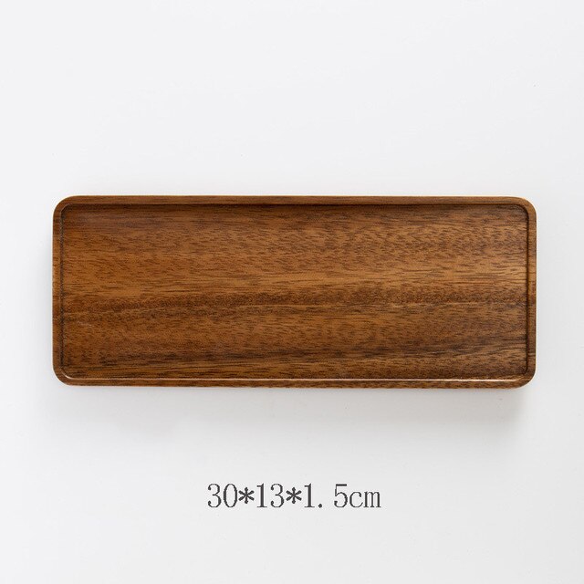 Rectangle Square Walnut Storage Plate Fruit Dishes Saucer Dessert Dinner Bread Plates Tea Tray: 30x13CM