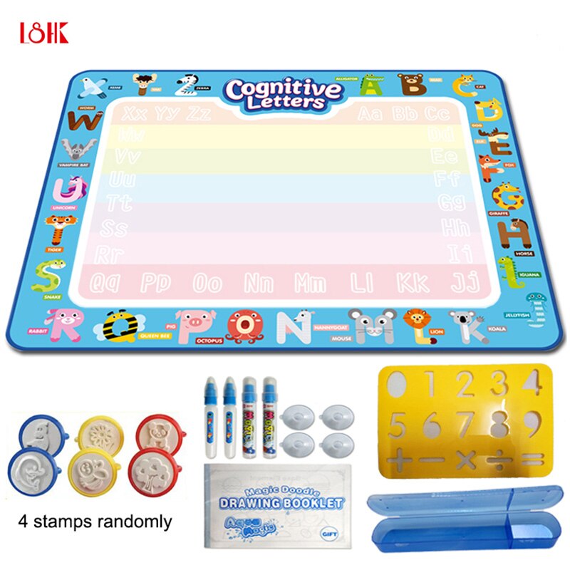 Magique eau dessin tapis conseil jouets pour enfant couleur livre enfant tapis tissu coloriage dessiner jouet eau peinture ensemble Doodle stylo brosse: Item 02 L100CM W80CM