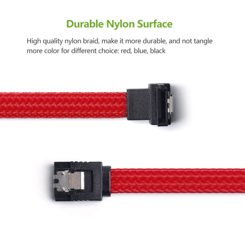50cm sata 3.0 iii sata 3 7 stifts datakabel rät vinkel 6gb/ s ssd kablar hdd hårddisk datasladd med nylonhylsa