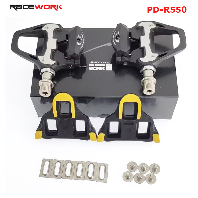 RACEWORK Ultegra PD-R8000 PD-R550 Wegfietspedalen Fietsen Ultralichte klikpedalen met SM-SH11 schoenplaten Fietspedaalonderdelen: WHITE