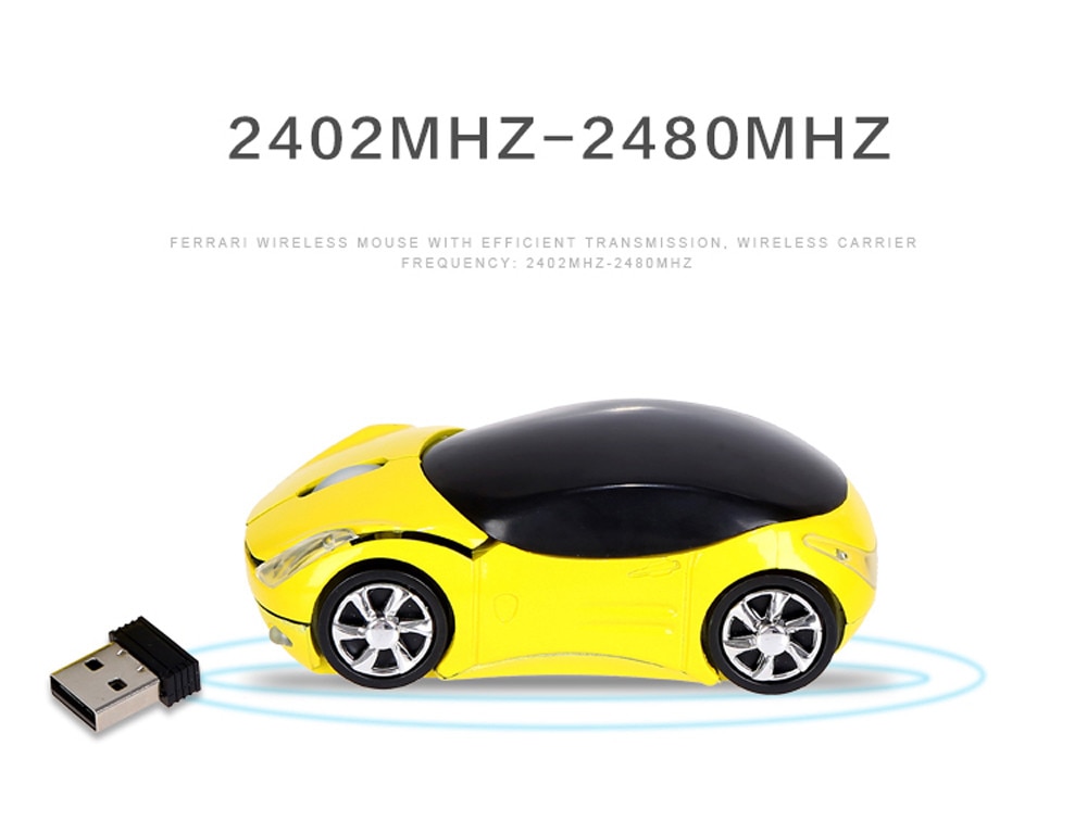 Ratón de desplazamiento con forma de coche para tableta, ordenador portátil, oficina, sensible, para juegos, Ratón Óptico inalámbrico, Usb, 2,4 ghz, 1200dpi
