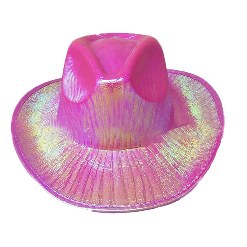 Funny Party Hats Cowboy Hat for Women Cowgirl Hat Cowgirl Costume Hat Space Cowboy Holographic Rave Hat: Deep pink