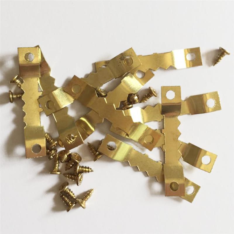 Ounona 10 st krokar och 20 st skruvar bildhängare ram hängsats dubbla hål med skruvar för väggmontering heminredning