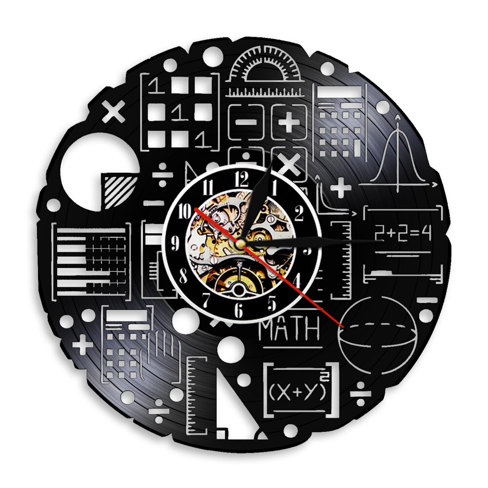 Math Formulas Wall Clock Math Equation Educational With LED Backlight Teachers School Classroom Decor Mute Silent Watch: NO Led
