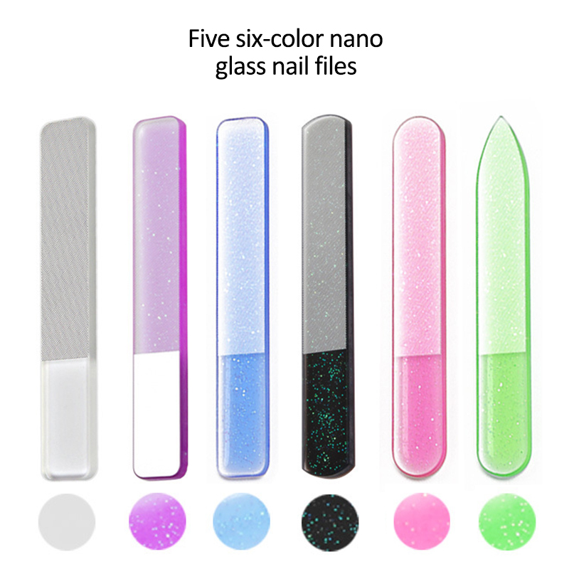 Limes à ongles en verre Nano, ponçage Transparent, polissage, meulage, tampon à ongles, lime Durable, outil de manucure, 1/5 pièces