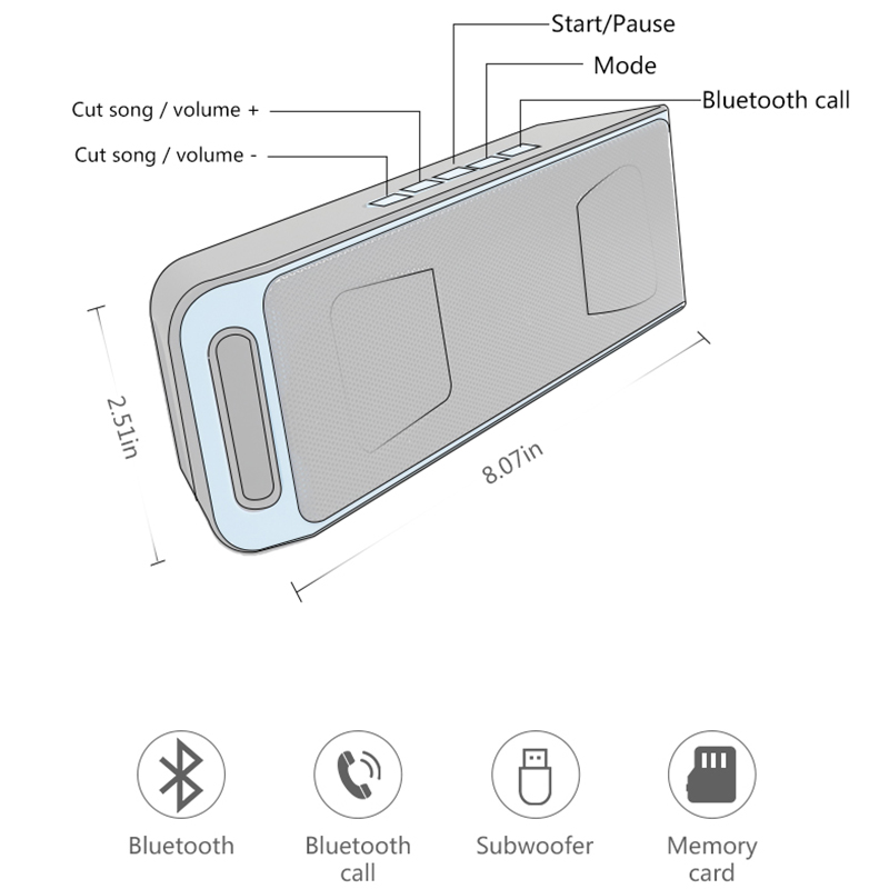 Mini bluetooth högtalare utomhus vattentät bärbar högtalare ljudbox musikpelare trådlös högtalare subwoofer hd bas stereo