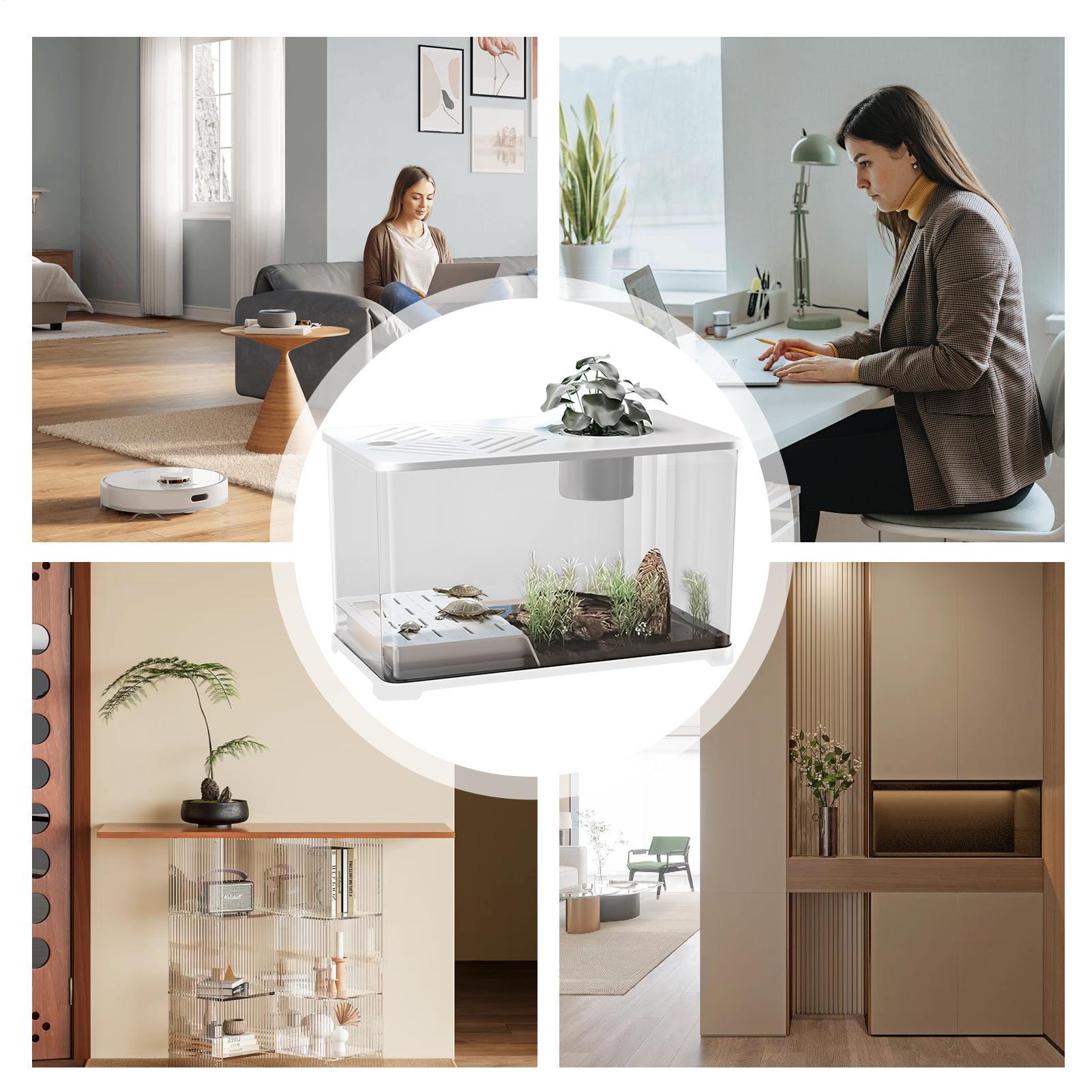 Akwarium na biurko, duży akwarium, pojemnik na akwarium, panoramiczne HD z miejscem robić odpoczynku dla żółwi, robić uprawy roślin wodnych, gupików.