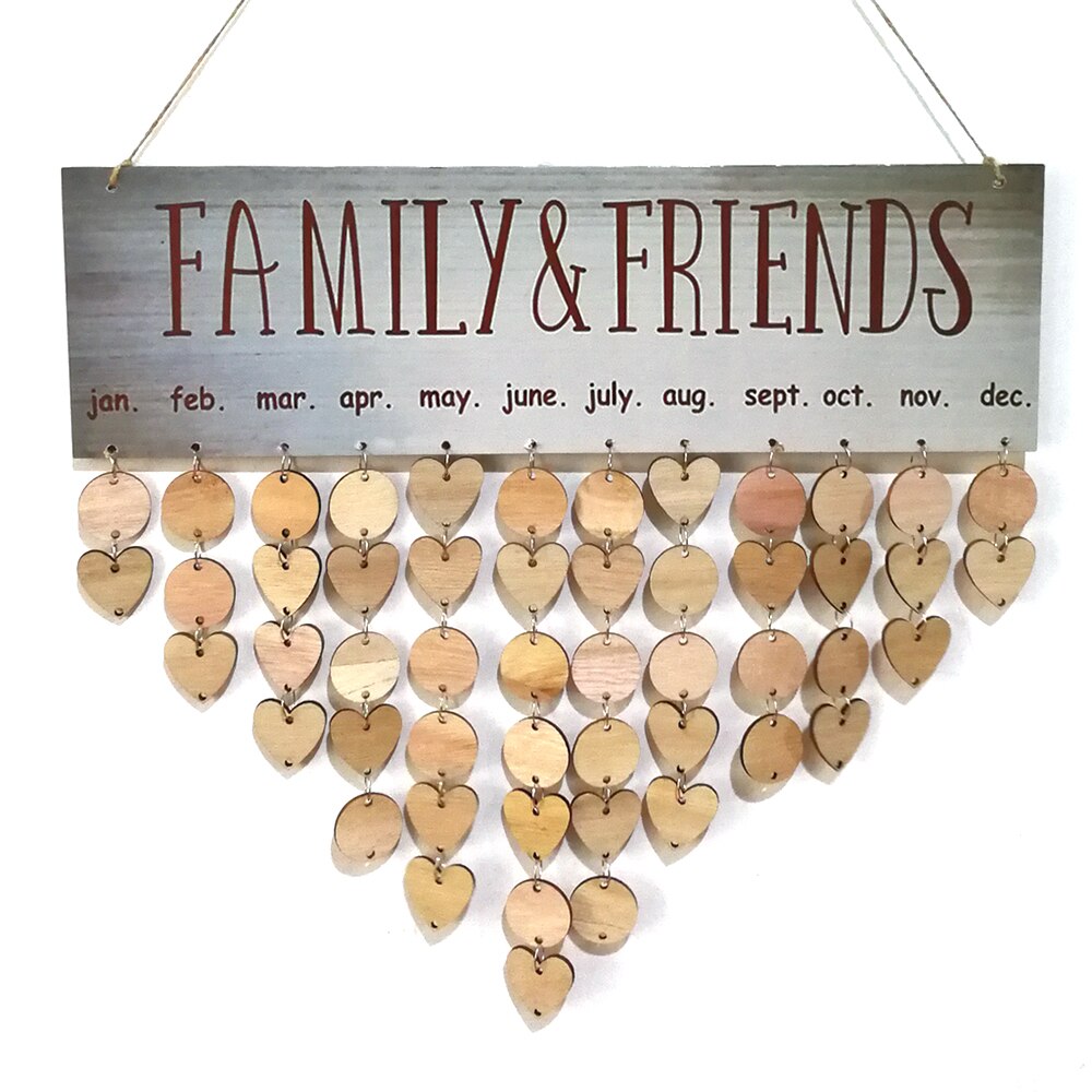 DIY Wood Family Friends Birthday Reminder Special Dates Planner Board Wooden Calendar Home Hanging Decor: Yellow