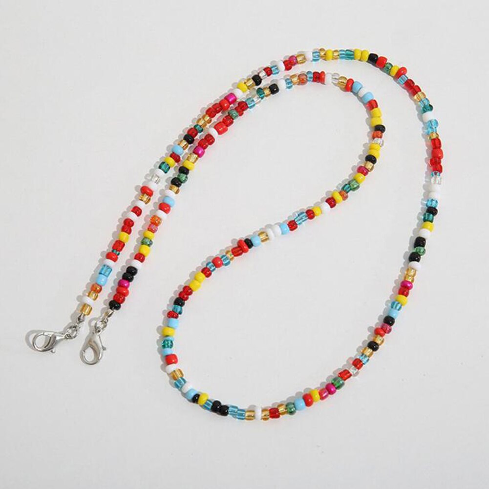 Cadena Bohemia para mascarilla para mujer, cadenas para máscara, joyería Bohemia, Gargantilla con letras, Collares coloridos: 6