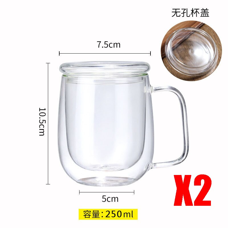 Heat Resistant Double Wall Tea Glass Cup Beer Coffee Cup Set Handmade Healthy Beverage Glasses Transparent Drink: 250ml set A 2pcs