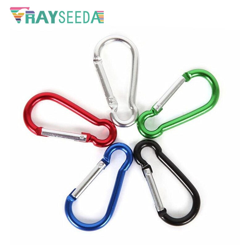 Rayseeda 5 stuks/partij multicolor klimkarabijnhaken mini kalebasvormig 5#  aluminiumlegering camping sleutelhanger hanggesp tashaak