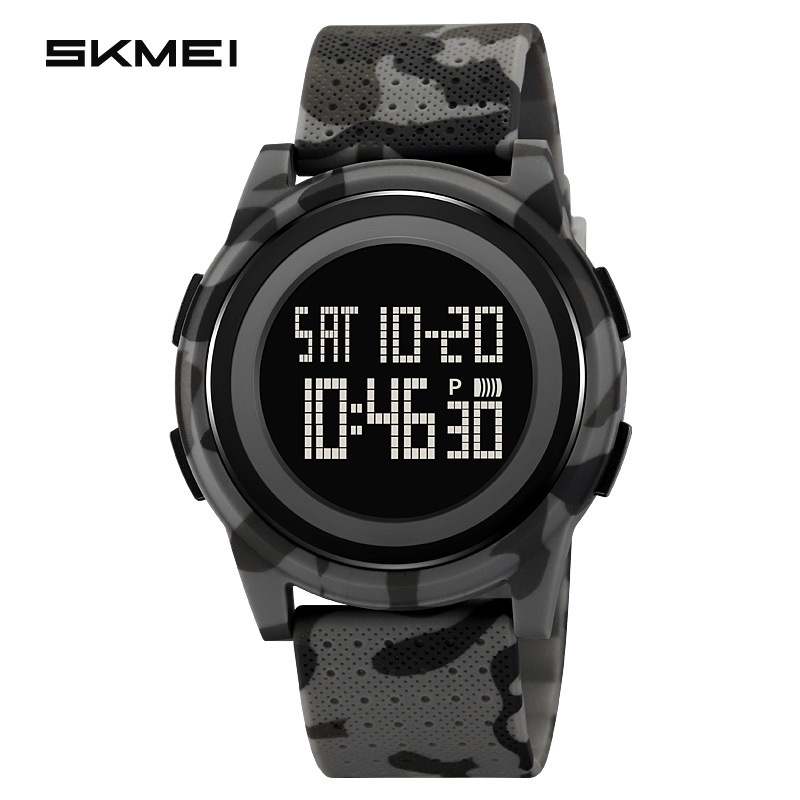 Skmei Men's Watch Personality Large Dial Electronic Watch Unisex Student Sports Multi-Function Waterproof Electronic Watch: Brown