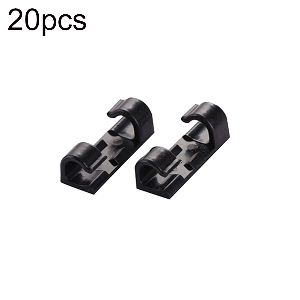 20pcs Self-Adhesive Cable Clips Cable Organizer Clips Cord Management Wire Holder Power Cords Charging Lines USB Cable Winder: Black