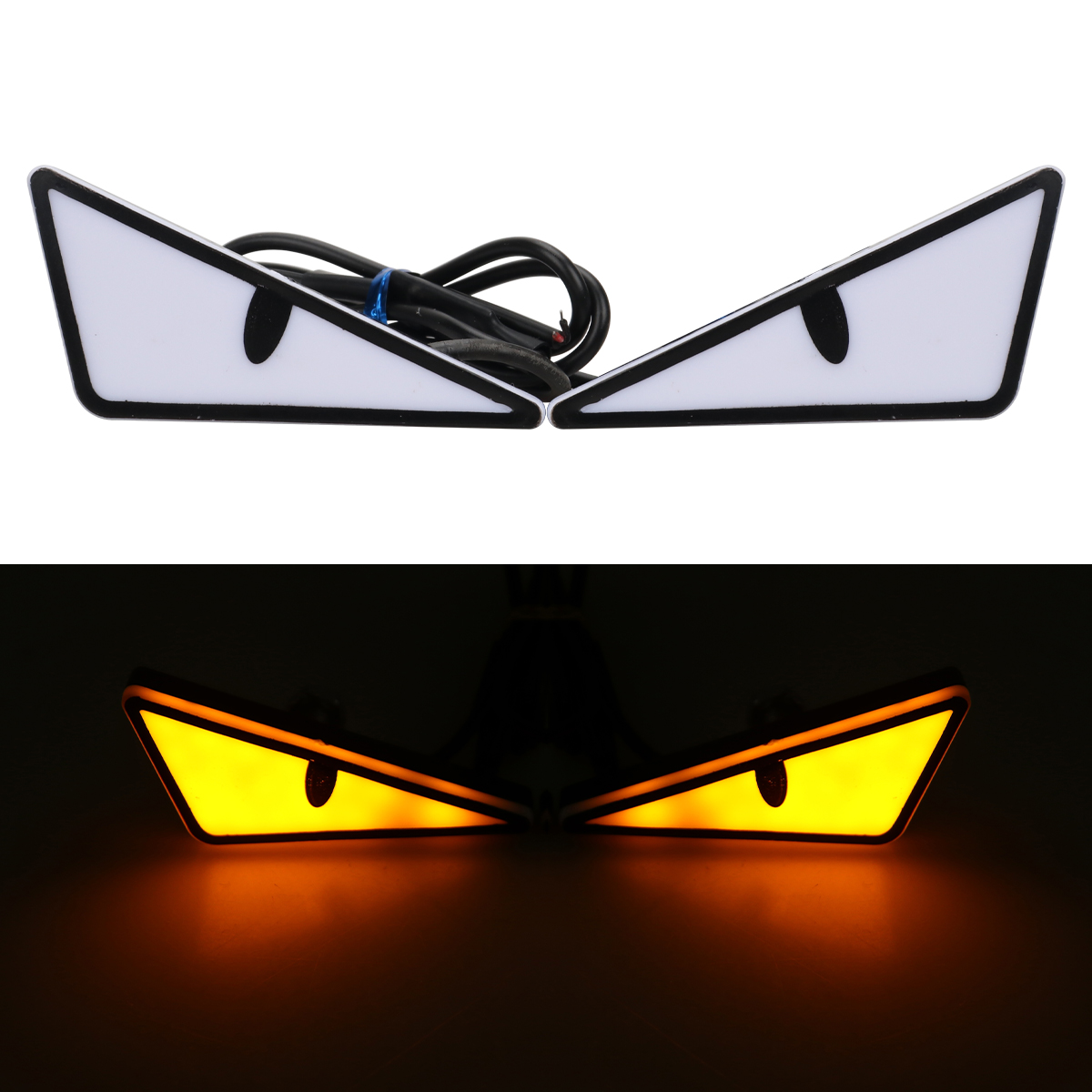 2Stck Motorrad LED Dämon Auge Licht Halbkreis/Dreieck Auge Blinker Licht Dynamische Rücklicht Mini Auto Dekoration lichter: Armee Grün