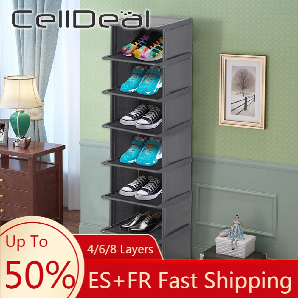 CellDeal 4/6/8 Layer Useful Shoe Rack DIY Easy Assembly Shoes Storage Cabinet Dustproof Moistureproof Shoe Shelf Large Capacity