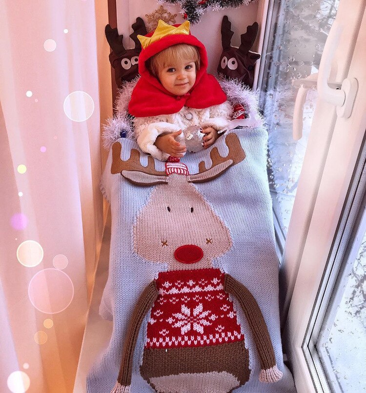 Nova marca bebe natal cervos cobertor estéreo toalha de ouvido primavera outono kniting soogan camisola colcha praia esteira do bebê algodão cobertor