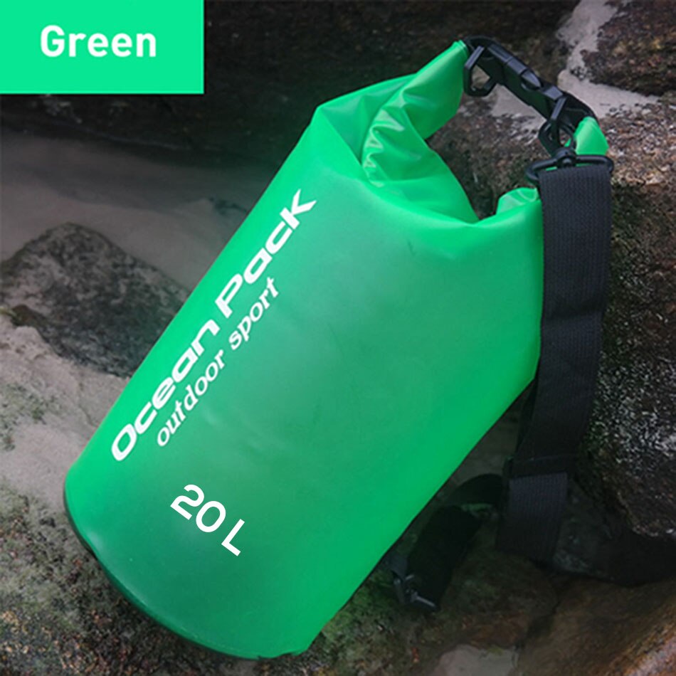 Clothes Storage Vacuum Waterproof Bag Beach Dry Bag Sack Waterproof Pouch Floating Dry Gear Bags for Boating Swimming: 20L Green