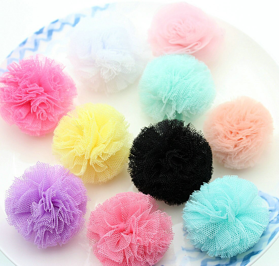 Pompon en tulle décoratif en vrac | 60 pièces Pompon taille 4cm-5cm autour de 2 pouces | Pompon taille de 4cm à 5cm