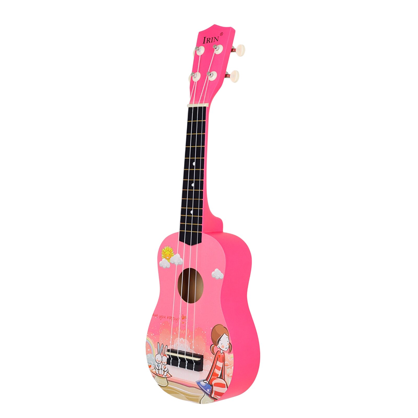 Wood 21" Travel Ukulele Soprano Fingerboard Body Guitar Instruments
