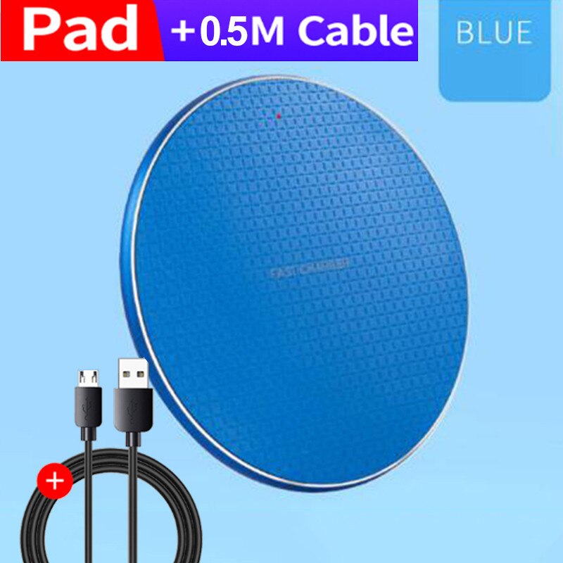 10W Drahtlose Ladegerät für iPhone 11 Xs Max X XR 8 Plus 10W Schnelle Ladung Pad für Ulefone doogee Samsung Hinweis 9 Hinweis 8 S10 Plus: Blau
