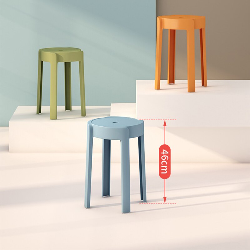 Thuis Gebruik Kan Worden Gestapeld Plastic Krukken Meubels Fortabele Kruk Ronde Kruk Mode Creatieve Hoge Nordic Eenvoudige Stoel Poef