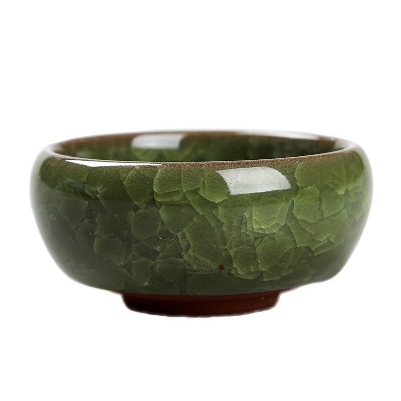 Maceta de cerámica vidriada con grietas, planta de macetas flor suculenta, maceta para hogar, oficina, escritorio, planta de decoración: Asakusa green