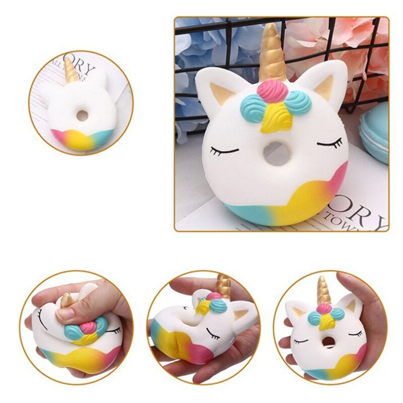Kawaii Eenhoorn Donut Squishy Langzaam Stijgende Simulatie Brood Geurende Squeeze Toy Stress Relief voor Kid Xmas