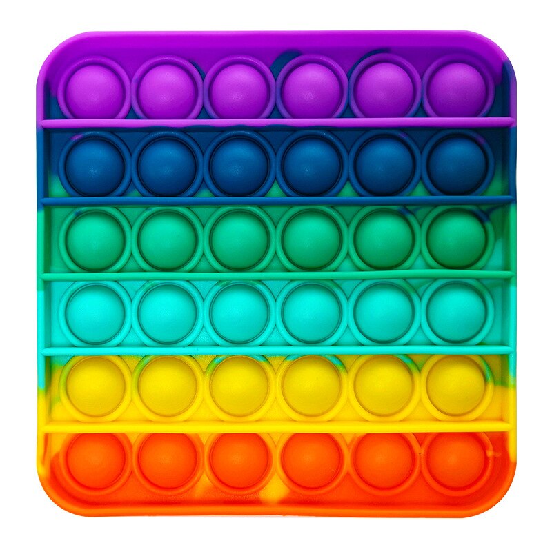 Pop Fidget Reliver Stress Toys Rainbow Push It Bubble Antistress Toys Adult Children Sensory Toy To Relieve Autism: Square rainbow