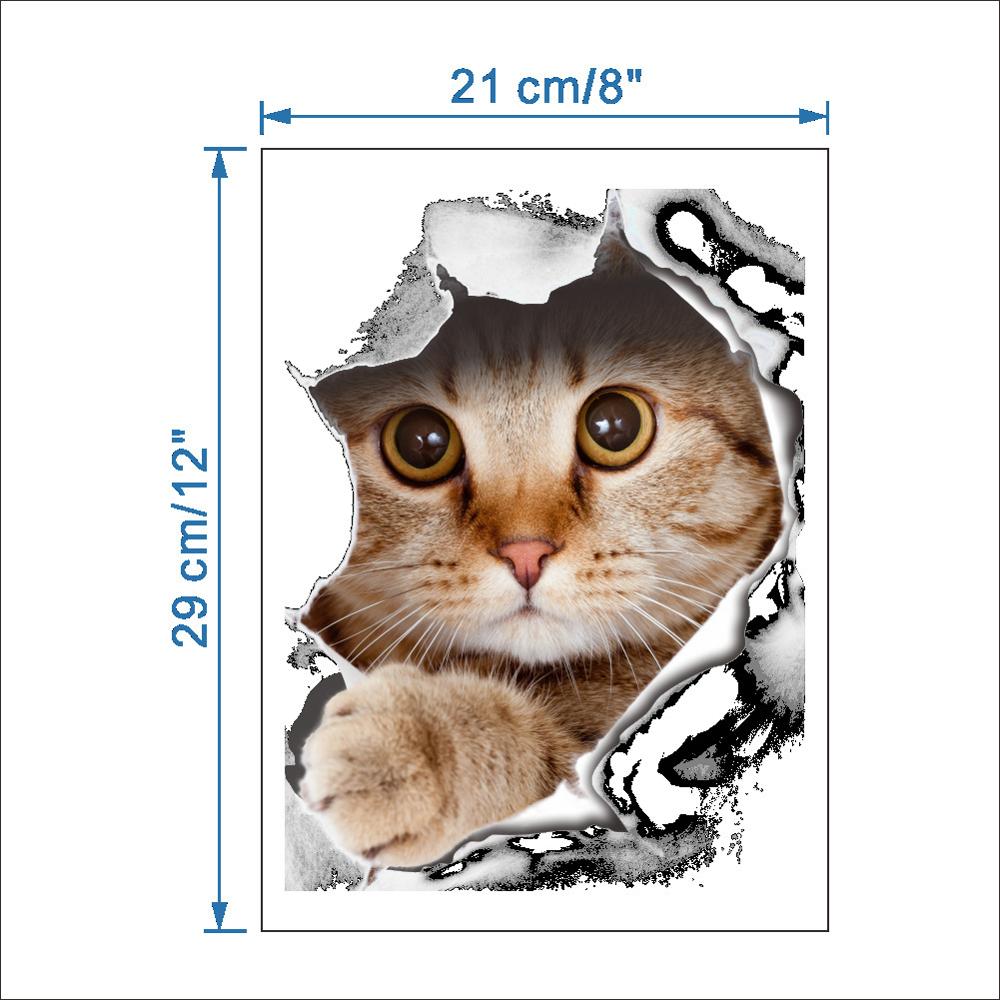 Kat Levendige 3D Vernield Schakelaar Muursticker Badkamer Wc Kicthen Decoratieve Decals Grappige Dieren Decor Poster Pvc Muurschilderingen: CatA