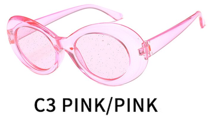 Nirvana Kurt Cobain Sunglasses Women Clout Goggles Pink Oval Sun Glasses Classic Fahion Female Clear Lens Mirror Eyewear UV400: C3