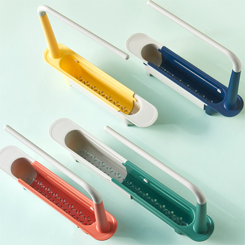 Telescopic Sink Shelf Kitchen Sinks Organizer Soap Towel Sponge Holder Drain Rack Storage Basket Gadgets Accessories