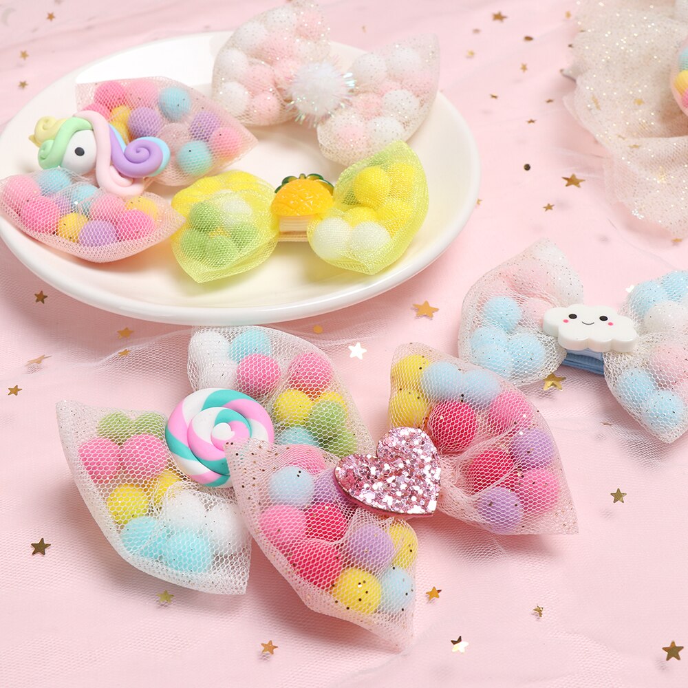 Paleta dulce de lazos para el pelo lazos de pelo con purpurina con Clip de baile de lazo Clip para el pelo niñas horquillas accesorios para el cabello