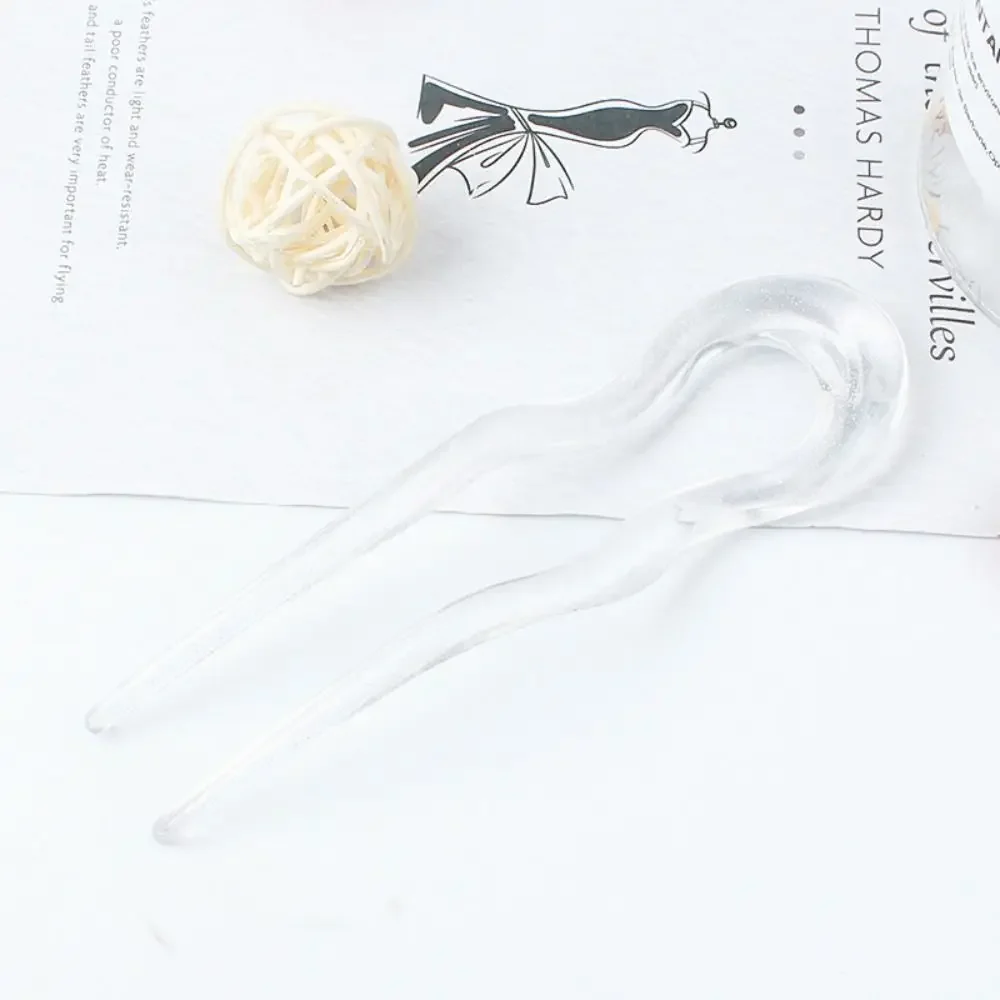 Horquilla para el pelo en forma de U, palitos para el pelo de geométrico a la de acetato, horquilla de carey, accesorios para la cabeza para mujeres y niñas: Beige