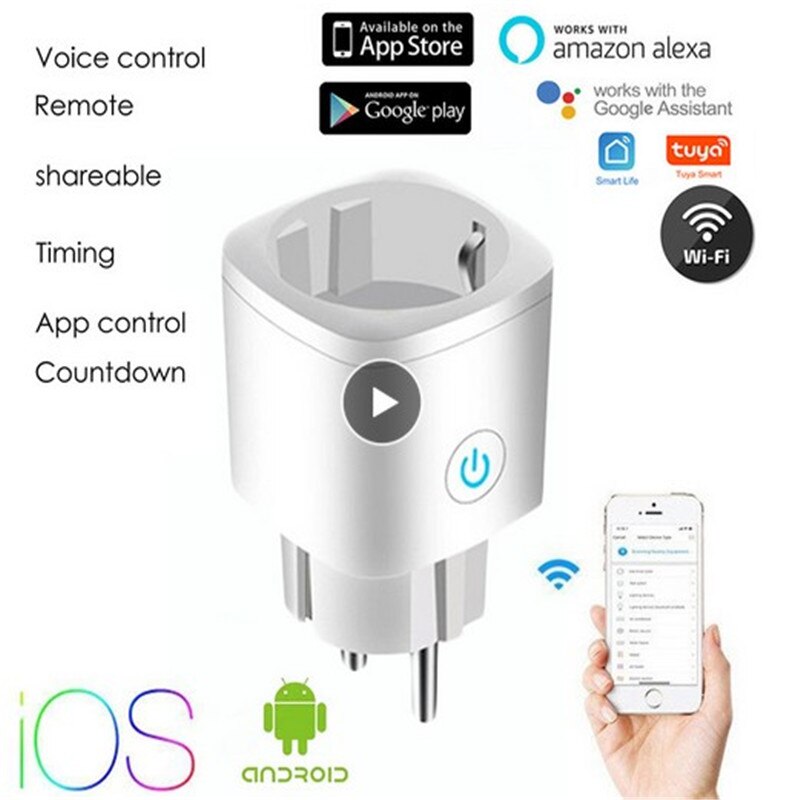 WiFi Smart Plug Outlet Tuya Remote Control Monitor Power Home Appliances Works With Alexa Google Home No Hub Required EU 16A