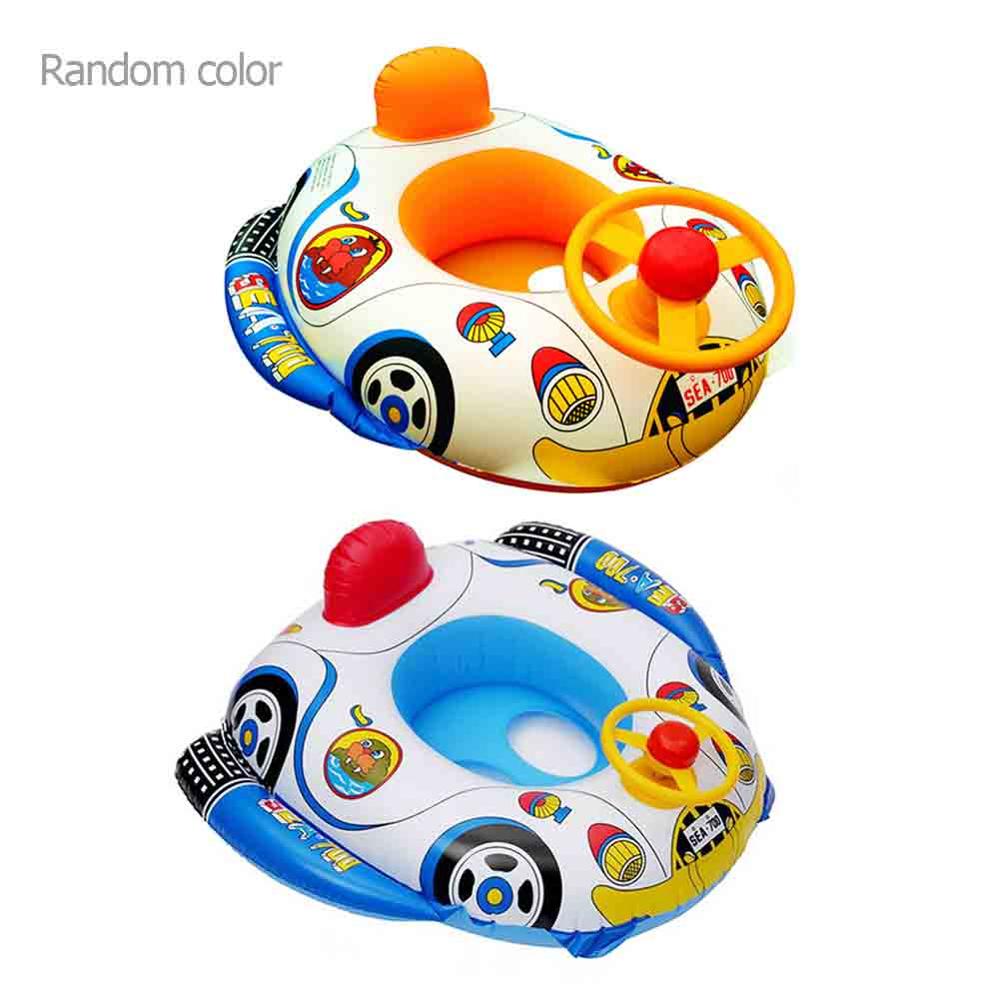 Kids Baby Zwemmen Tool Cartoon Vliegtuig-Vormige Float Cirkel Zomer Opblaasbare Water Spelen Speelgoed Leuke Float Seat Zwembad Aid trainer Boot: c (1PC Random Color)