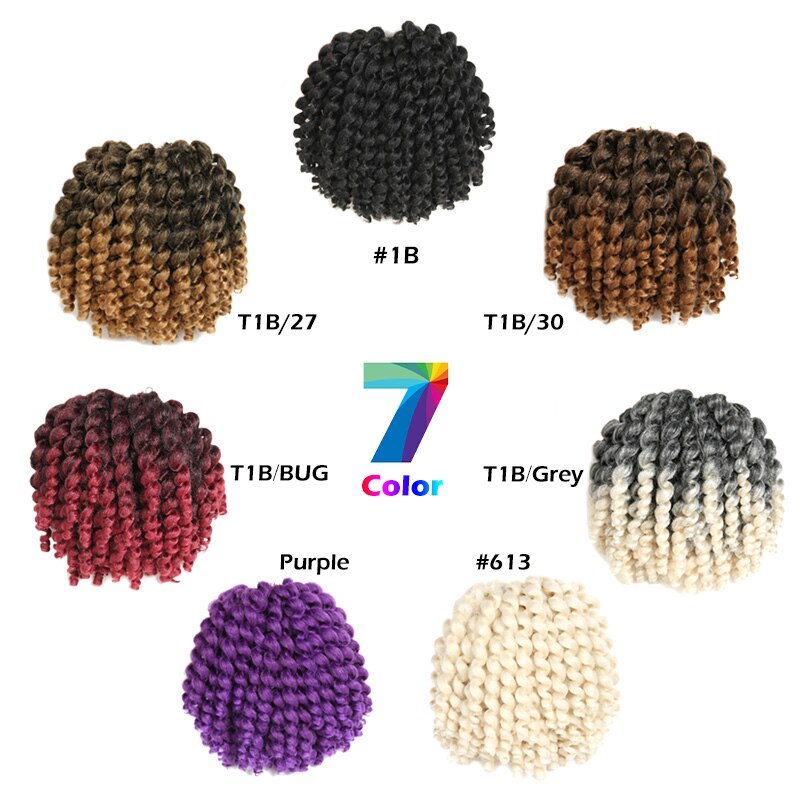 SAMBRAID Jamaican Bounce Crochet Hair Crochet Braids Curly Wand Crochet Hair Synthetic Braiding Hair Extensions 8 Inch For Women