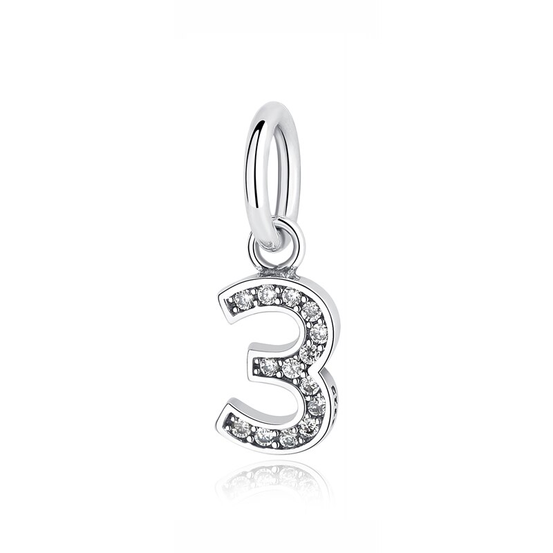 Original 100% 925 Sterling Silver Charm Bead Number One Nine Pendant Charms Fit Bracelets Necklaces Diy Women Jewelry: 3