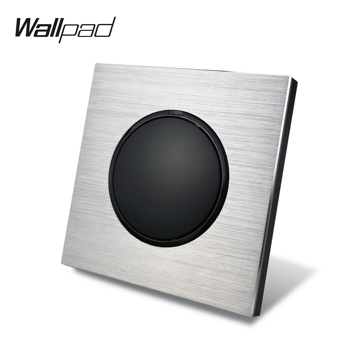 Wallpad Grey L6 1 Gang 1 Way 2 Way Light Switch Brushed Silver Aluminum Plate Push Return Button With Blue LED Indicator