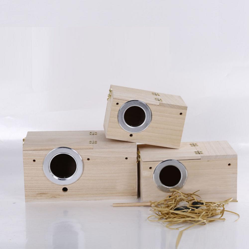 Wooden Wild Bird Nest Box Nesting Feeding Feeder Station House &amp; Stick
