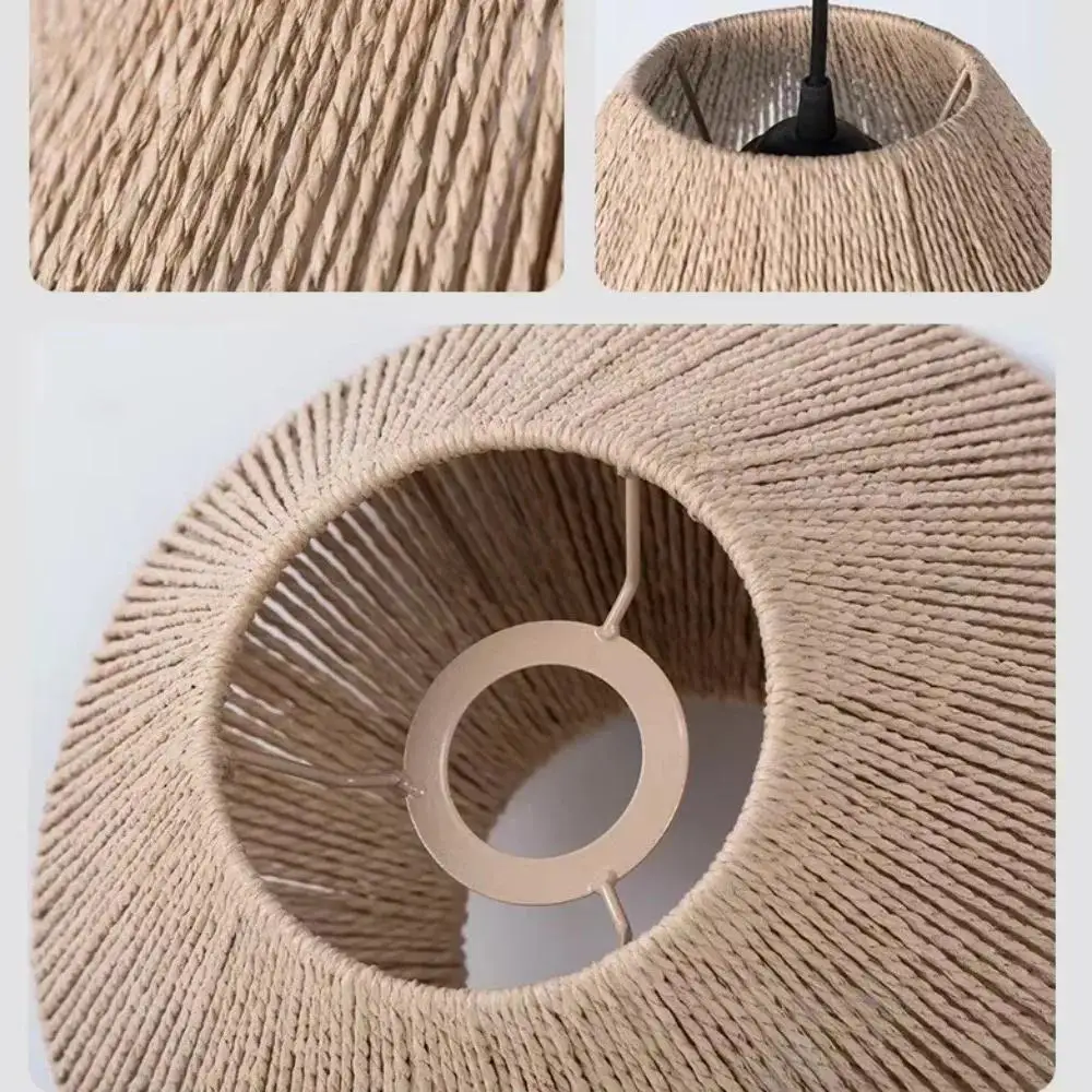 Landelijke stijl imitatie rotan lampenkap puur handgeweven papieren touw kamer gastgezin koffieshop handgemaakte creatieve verlichting decor