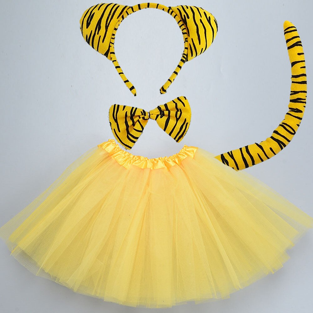 Disfraz de tigre de jungla para niña y mujer, diadema con orejas de animales, falda con lazo trasero, tutú, accesorios para de cumpleaños, Cosplay y Halloween: 2