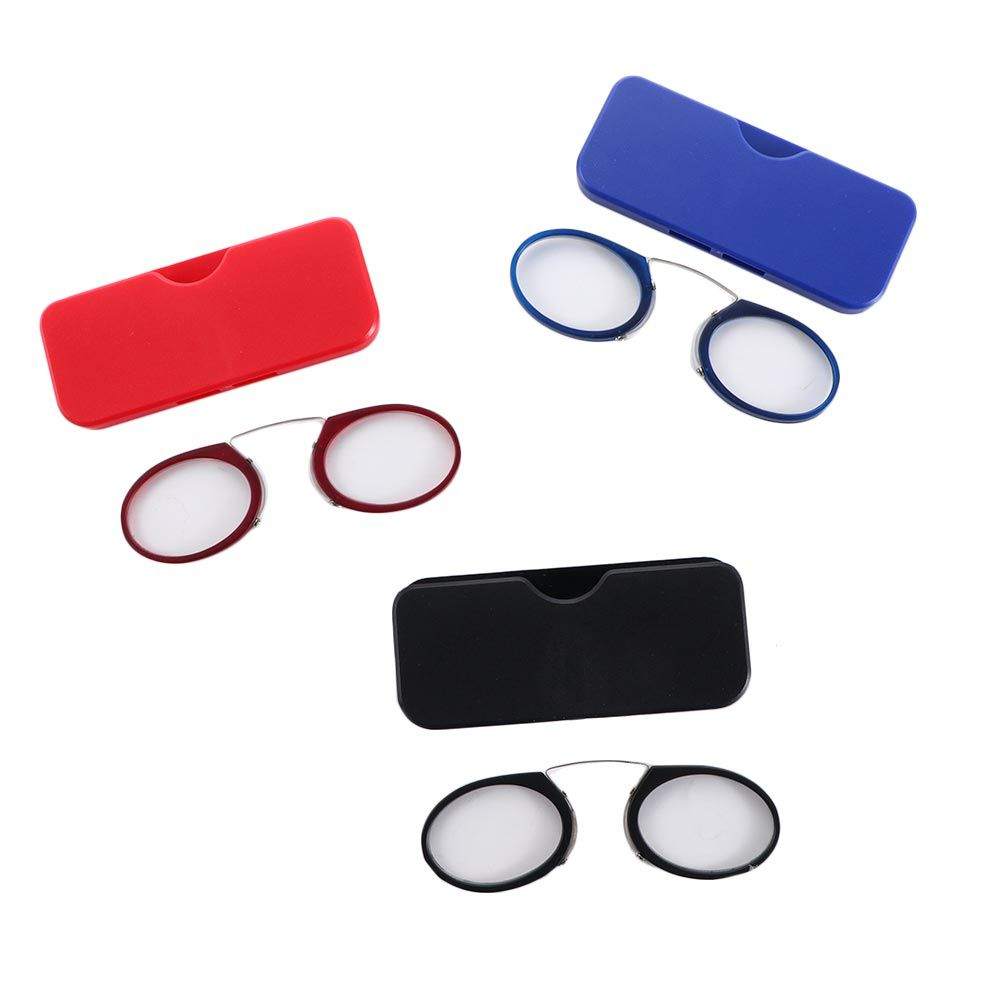 Draagbare Neus Clip Legless Presbyope Bril Leesbril Mini Vergrootglas Ultra Dunne Bril Ovaal Met Case + 10 Tot + 35