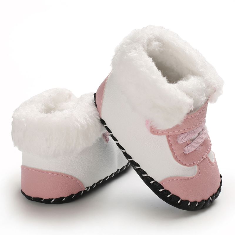 Pasgeboren Baby Meisjes Jongens Snowboots Winter Lederen Laarzen Baby Zachte Bodem Schoenen Baby PU Harige Warme Laarzen: P / 0-6 months