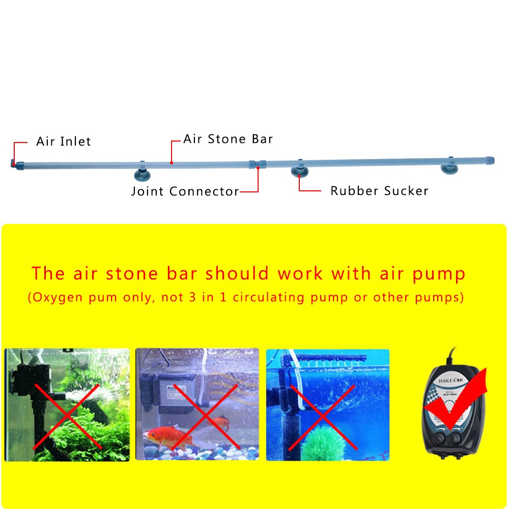 7/10/14/28inch Fish Tank Aquarium Air Stone Bubble Wall Aeration Tube Oxygen Pump Diffuser High Efficiency And Without Pollution