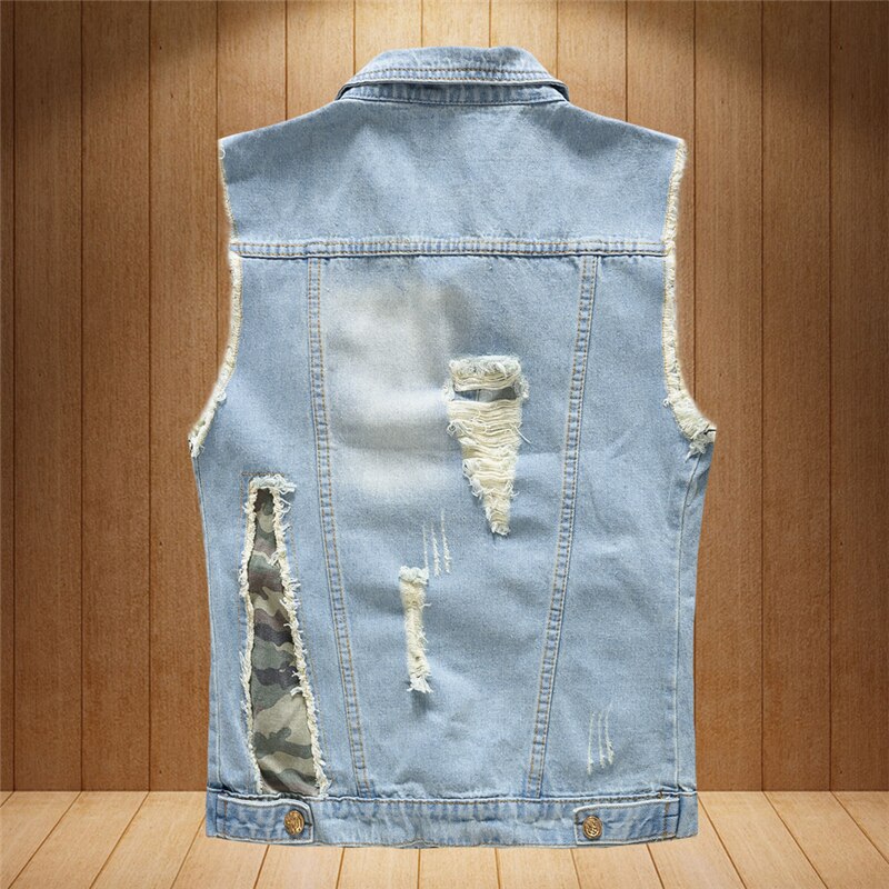 high-grade Denim Vest Men top coat jeans Spring Autumn Vintage 80s Classic Casual cowboy clothes
