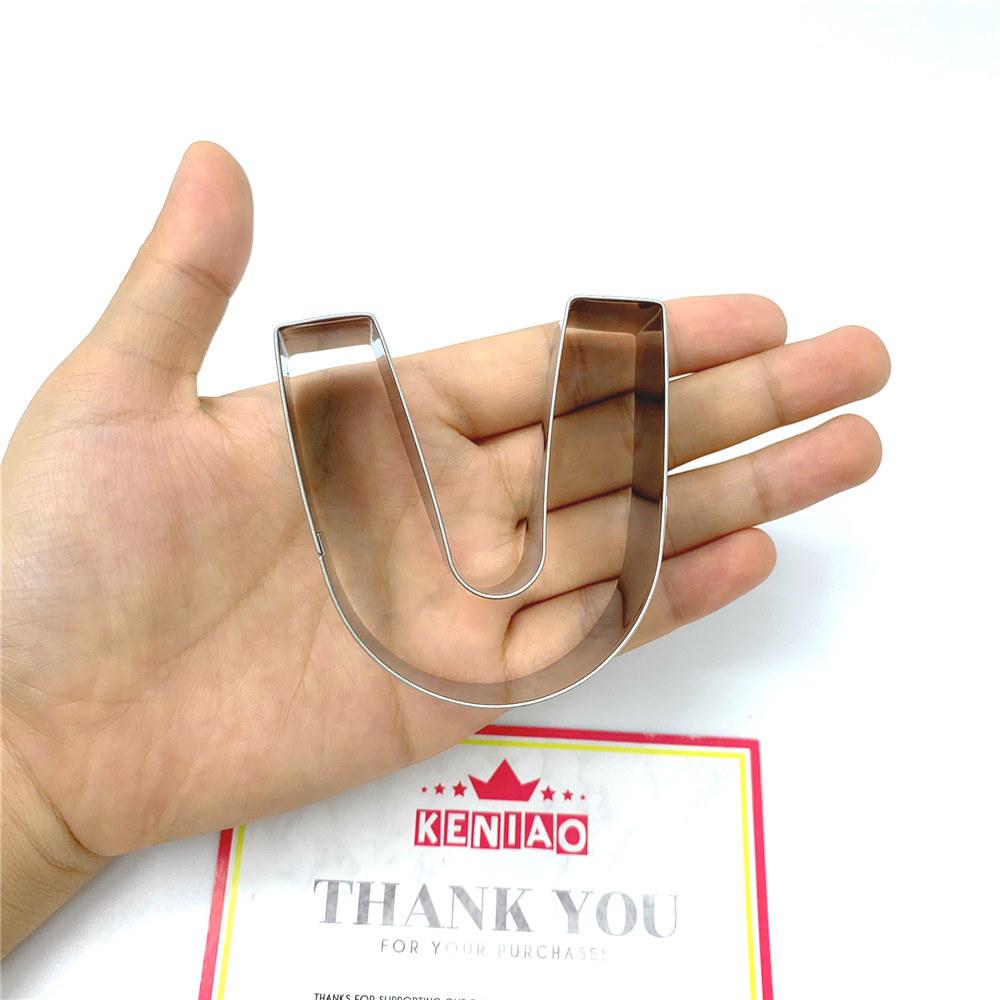 KENIAO litery U alfabetu Cookie nóż na przyjęcie urodzinowe-6.3x6.3 cm-herbatniki/kremówka/ ciasto nóż robić krojenia-ze stali nierdzewnej