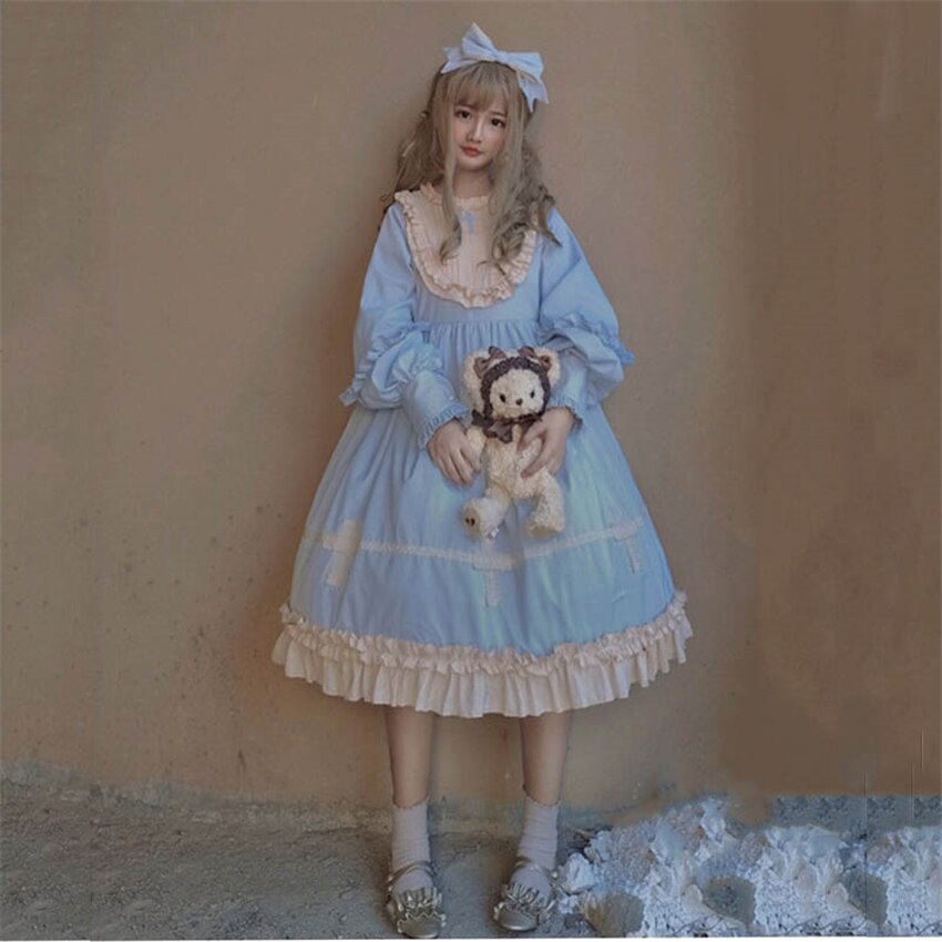 Lolita robe Style japonais doux Kawaii filles croix gothique dentelle cour princesse Cosplay Halloween fête femmes victorienne