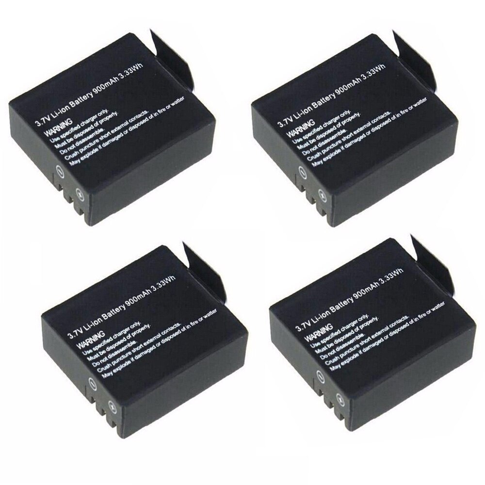 900mAh Replacement Battery For EKEN H9 H9R SJCAM SJ4000 WiFi SJ5000 WiFi SJ6000 WIFi M10 SJ5000x Sport Action Camera Battery: 4Pcs Battery