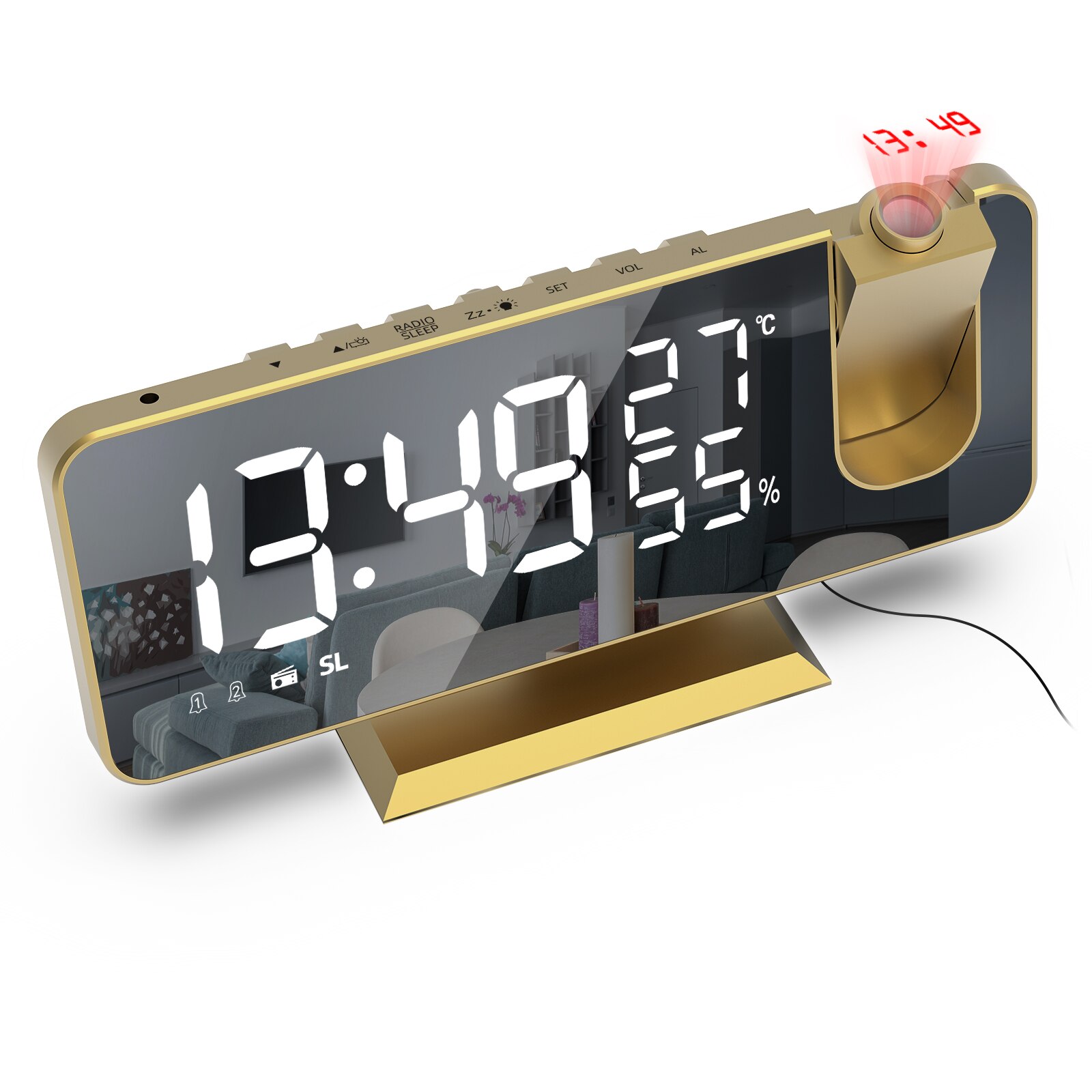 Radio-réveil Fm avec minuterie de sommeil, double Port Usb, affichage numérique avec gradation, Volume réglable (blanc): Style A2