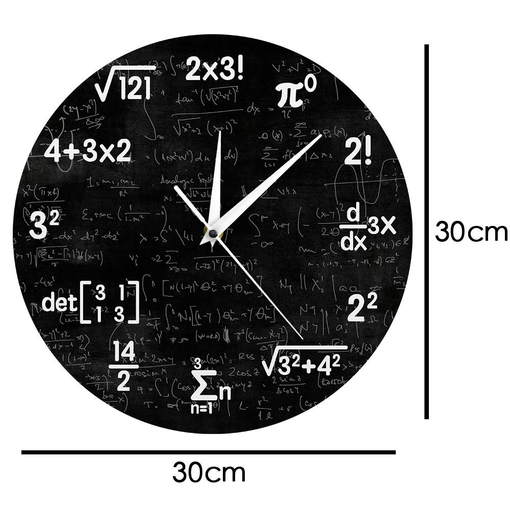 Matte väggklocka matematik klocka examen för barn matte formler ikoner väggklocka klassrumsinredning för lärare
